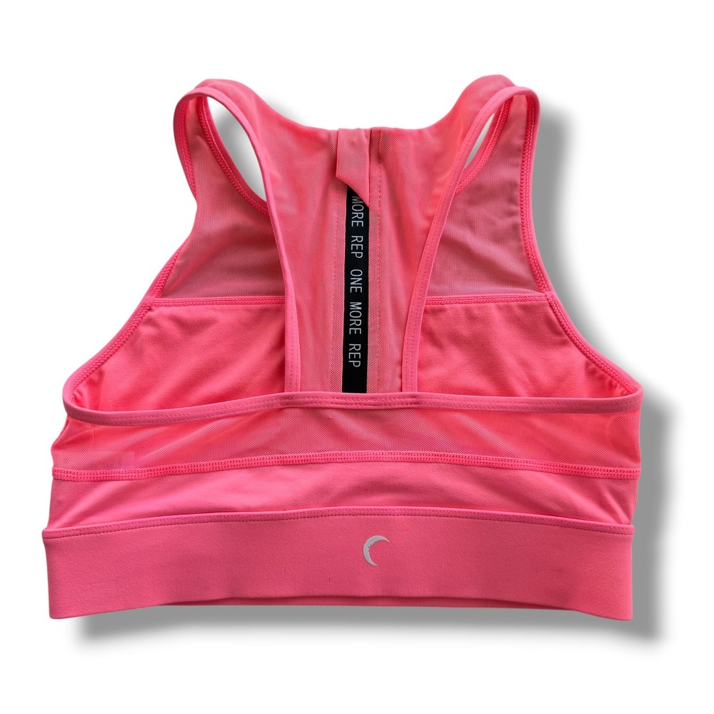 Zyia Active Women's Sm Neon Pink Coral Mesh Racerback Zipper All Star Sports Bra